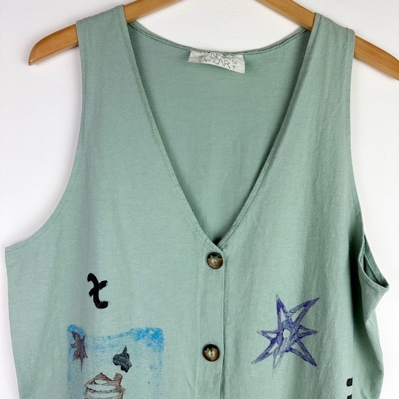 Vintage Sage Green Painted Stamped Tunic - Picture 5 of 9